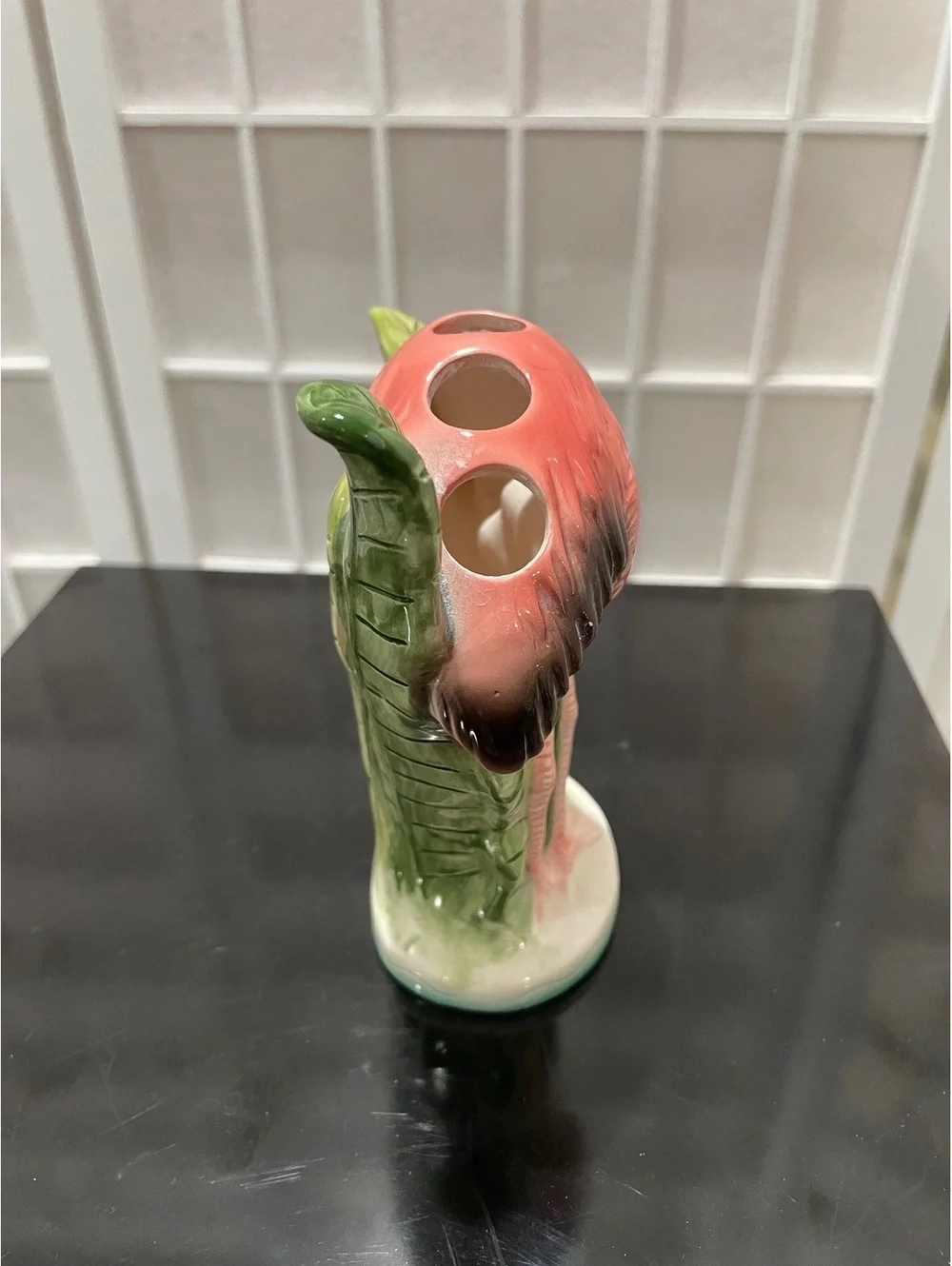 Vintage Ceramic Flamingo Toothbrush Holder